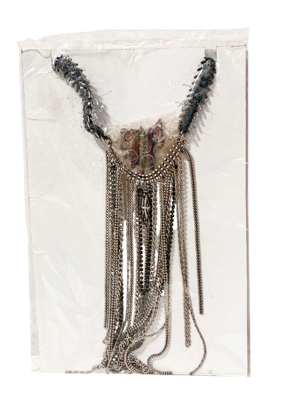 Silvertone Long Chain Wrapped Boho Necklace Jewelry Accent NEW